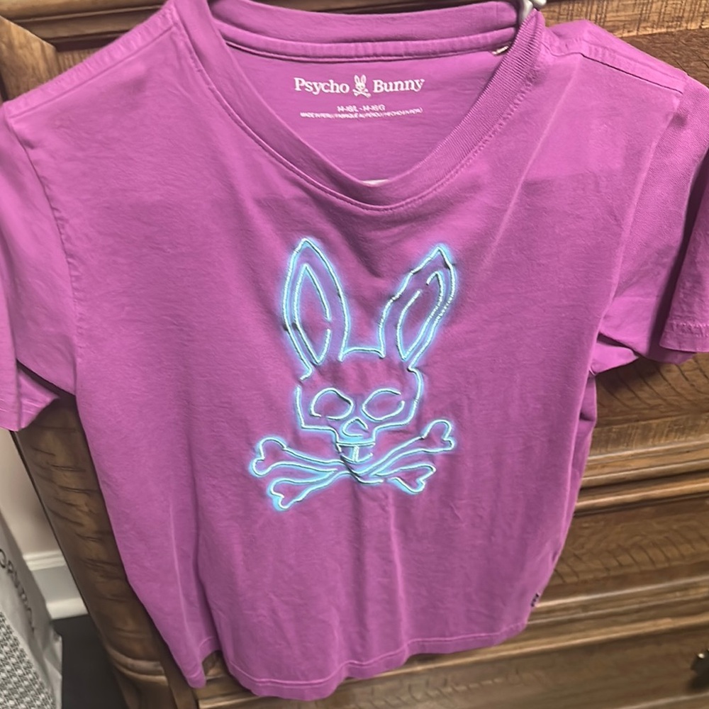 Psycho Bunny Purple Short Sleeve Tee Casual Cotton Blend
